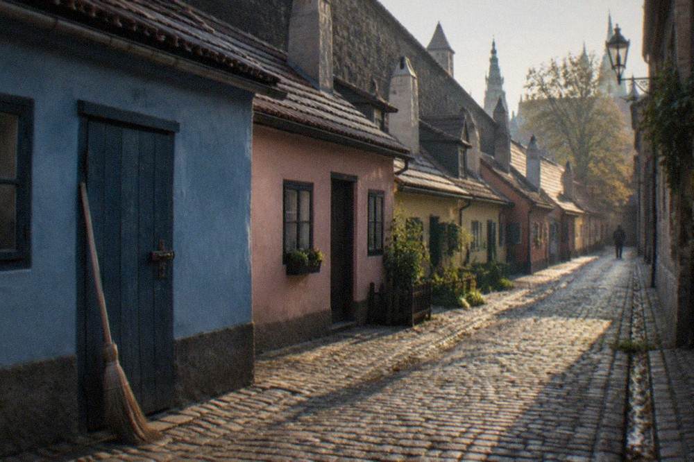 Golden Lane and the castle walls on a quiet morning walk