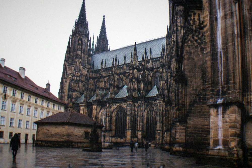 Gothic towers of St Vitus Cathedral rising above the castle courtyards