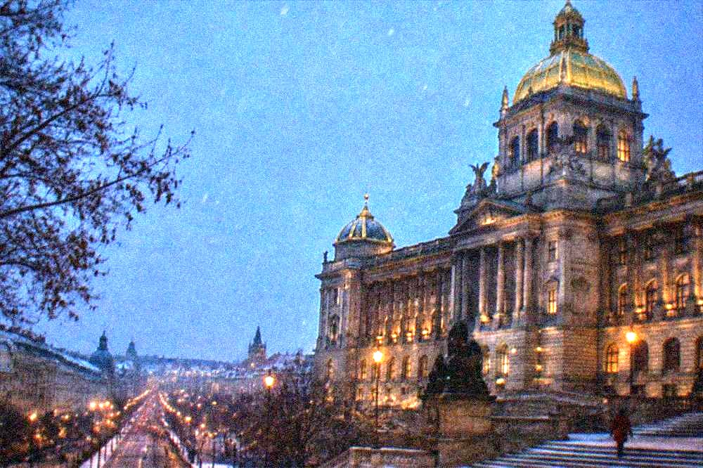 The grand historic building of the National Museum at the top of Wenceslas Square