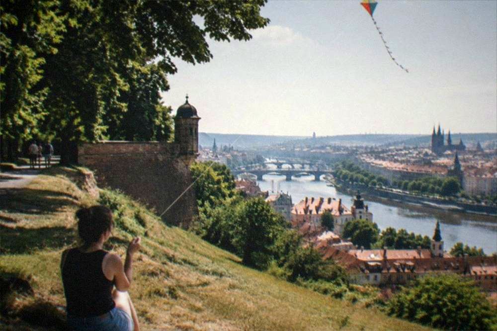 View over the Vltava and Prague's spires from the Vyšehrad ramparts