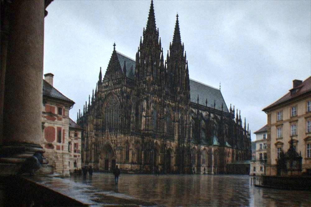 The third courtyard of Prague Castle with St Vitus Cathedral rising above the colonnade
